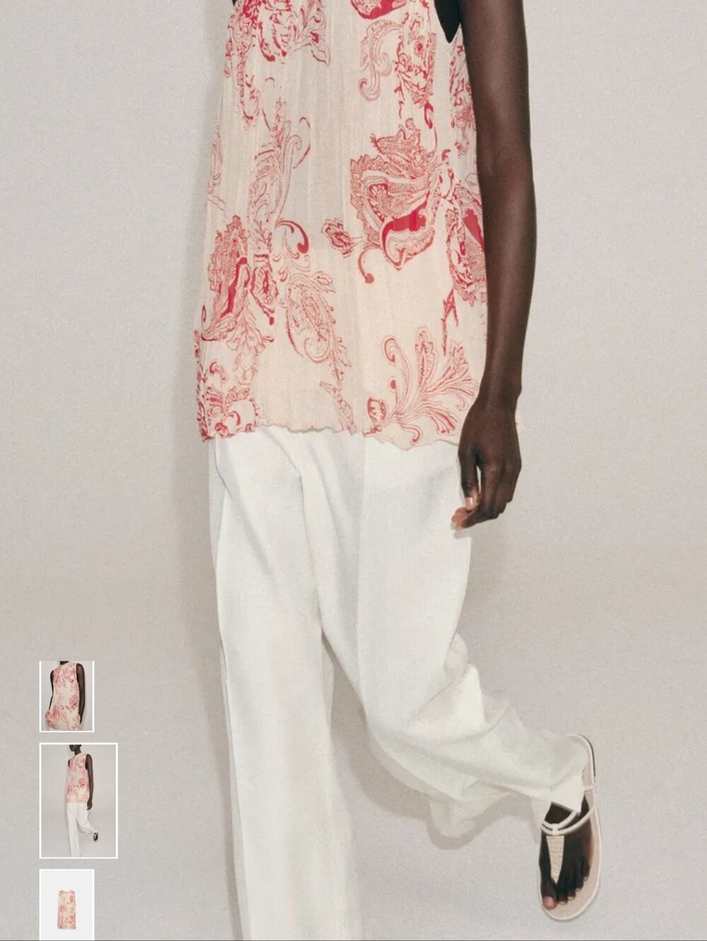 Zara Cream Camisole with Red Paisley Motif - Picture 6 of 10